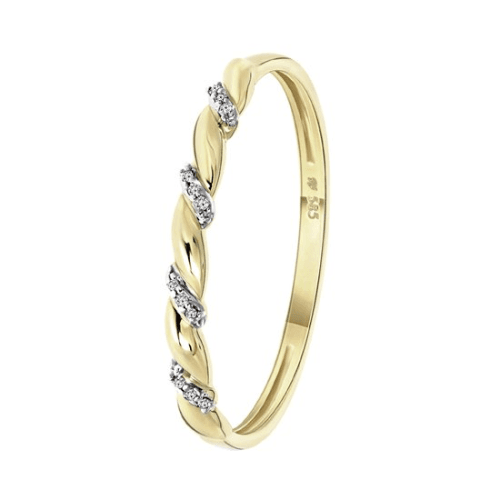 Lucardi 14 karaat gouden Ring met 12 diamanten