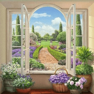 Diamond Painting tuinzicht