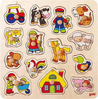 Houten noppenpuzzel boerderij