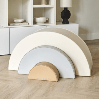 Petite Amélie ® Foam Blokken Speelset Regenboog - Hét Balance Board Alternatief voor Kinderen vanaf 2 jaar - Klim, Schommel & Bouw - Pastel 3-delige Set van Zacht Vegan Leer