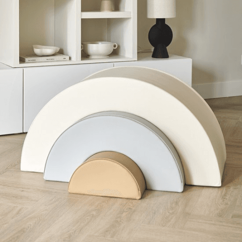 Petite Amélie ® Foam Blokken Speelset Regenboog - Hét Balance Board Alternatief voor Kinderen vanaf 2 jaar - Klim, Schommel & Bouw - Pastel 3-delige Set van Zacht Vegan Leer