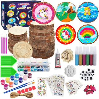 Knutseldoos Zelfmaakset- houten schijven set(24 PCS houten)- Knutselpakket -met decoratie -knutselaccessoires - Creatief Speelgoed - Knutselkoffer - Knutselset - Knutselbox - Knutselen Meisjes - Knutselen Jongens - Knutselen voor kinderen