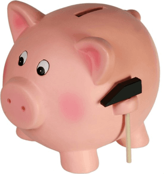 Spaarvarken met hamer