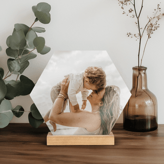 Gepersonaliseerde houten fototegel met houder