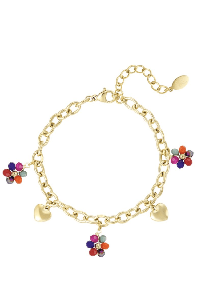 Bedelarmband met gekleurde bedels