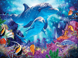 Diamond Painting kleurrijke dolfijnen