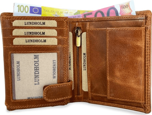 Lundholm leren portemonnee met RFID anti skim bescherming