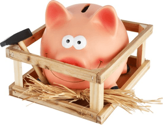 Spaarvarken met hamer