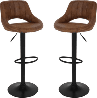 Alora Barkruk Industrial Donkerbruin - Barkrukken set van 2