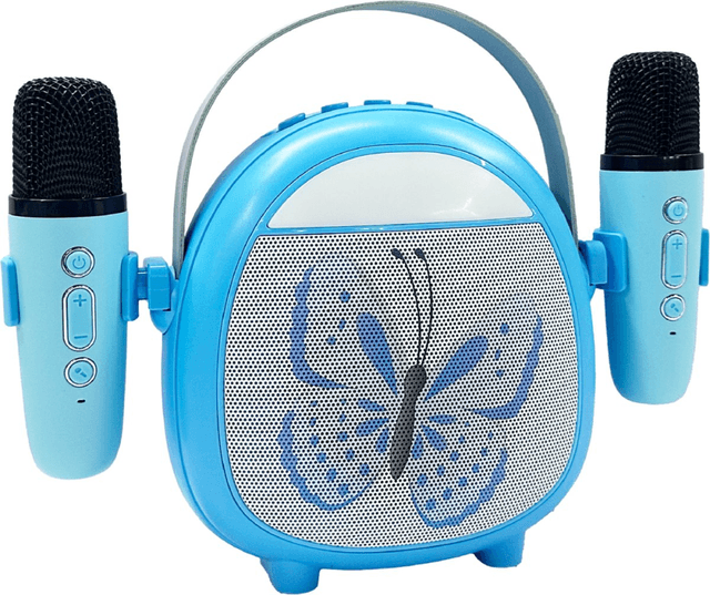 Karaoke set - vlinders Blauw met bluetooth speaker