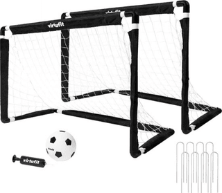 VirtuFit Mini Voetbaldoelen Set met Bal en Pomp - Voetbalgoals - 92 x 64 x 48 cm - Volledige set - Buitenspeelgoed voor Kinderen - Voetbal - Eenvoudig op te Zetten - Voetbaltraining