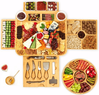 Bamboe kaasplank met kaasmessenset