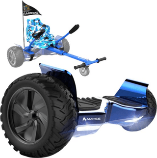 Ampes Off Road Hoverboard - Bluetooth Speaker - 36V 4.0 Ah Accu - Oxboard - 15 km/h - UL2272 Gecertificeerd - LED Verlichting - Anti lek banden - Belastbaar tot 120KG - 8.5 Inch - Inclusief Draagtas - 800W - Blauw + Hoverkart Camouflage Blauw