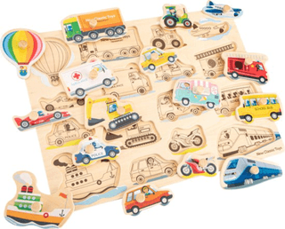 Houten legpuzzel voertuigen