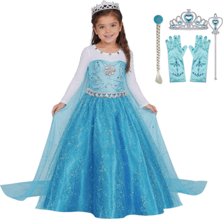 Joya Kids Blauwe ijsprinses verkleed jurk