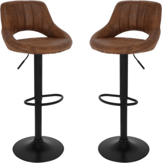 Alora Barkruk Industrial Donkerbruin - Barkrukken set van 2
