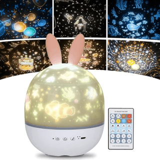 Konijn - Sterrenhemel Projector - LED Projector Lamp Kinderen - Ocean Wave Projector Nachtlampje - Muziek Nachtlampje Lamp - Ster Projector Timer voor Kinderkamer