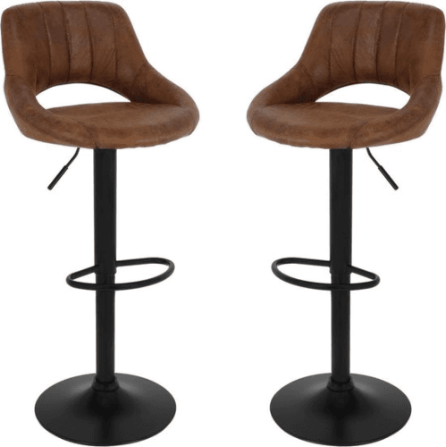 Alora Barkruk Industrial Donkerbruin - Barkrukken set van 2